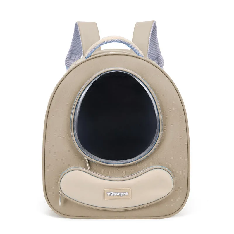 Breathable polyester pet backpack in khaki with large capacity space capsule design