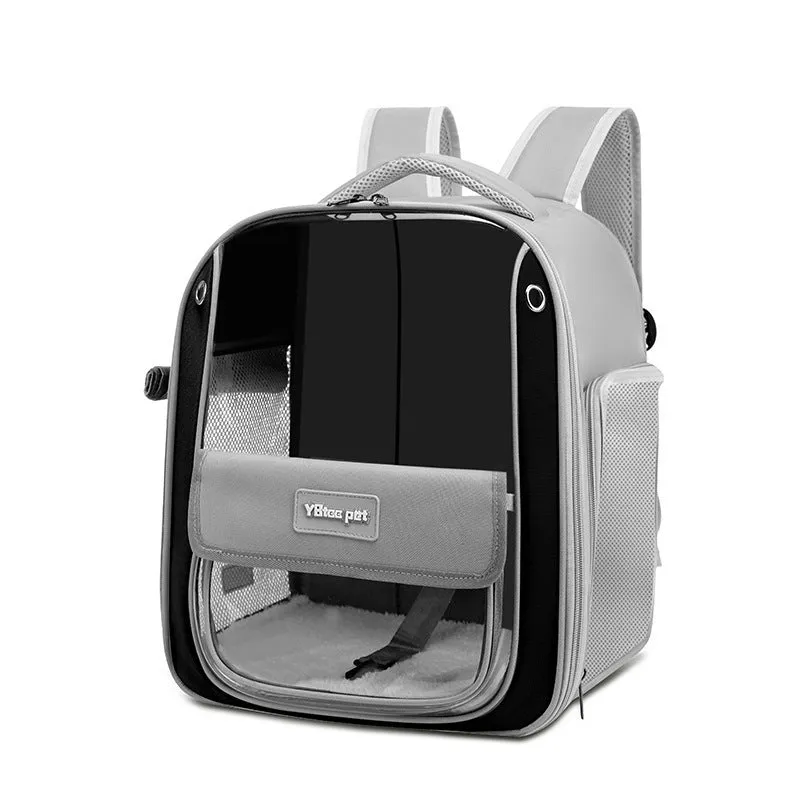 Large capacity breathable cat carrier bag in Oxford fabric, grey colour