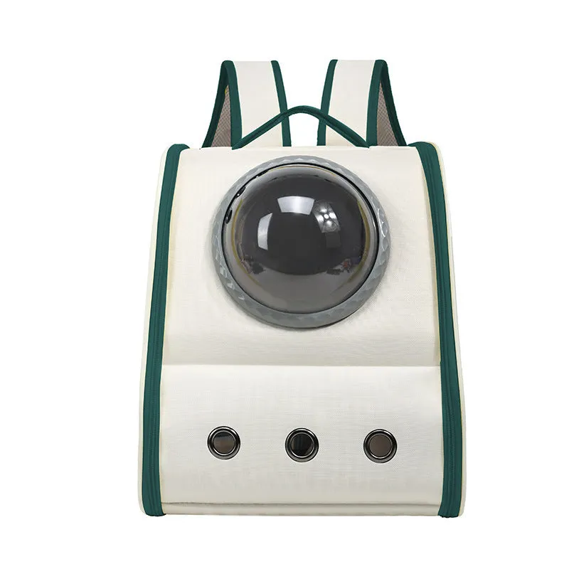 Space capsule large capacity breathable pet backpack in grey, nylon, 33x29x42cm, for cats up to 6.50kg, with side snack bags