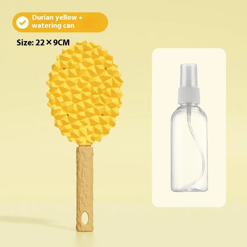Pet durian massage comb in green TPR for removing float hair, with optional 60ml cat grass spray bottle