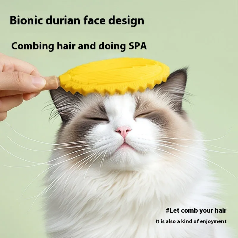 Pet durian massage comb in green TPR for removing float hair, with optional 60ml cat grass spray bottle