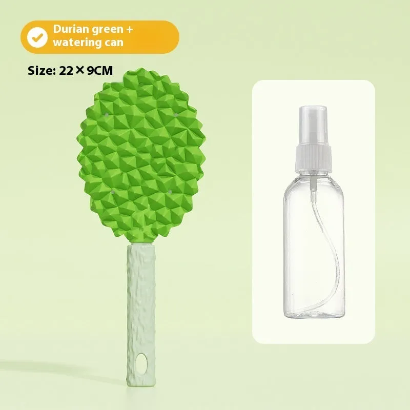 Pet durian massage comb in green TPR for removing float hair, with optional 60ml cat grass spray bottle