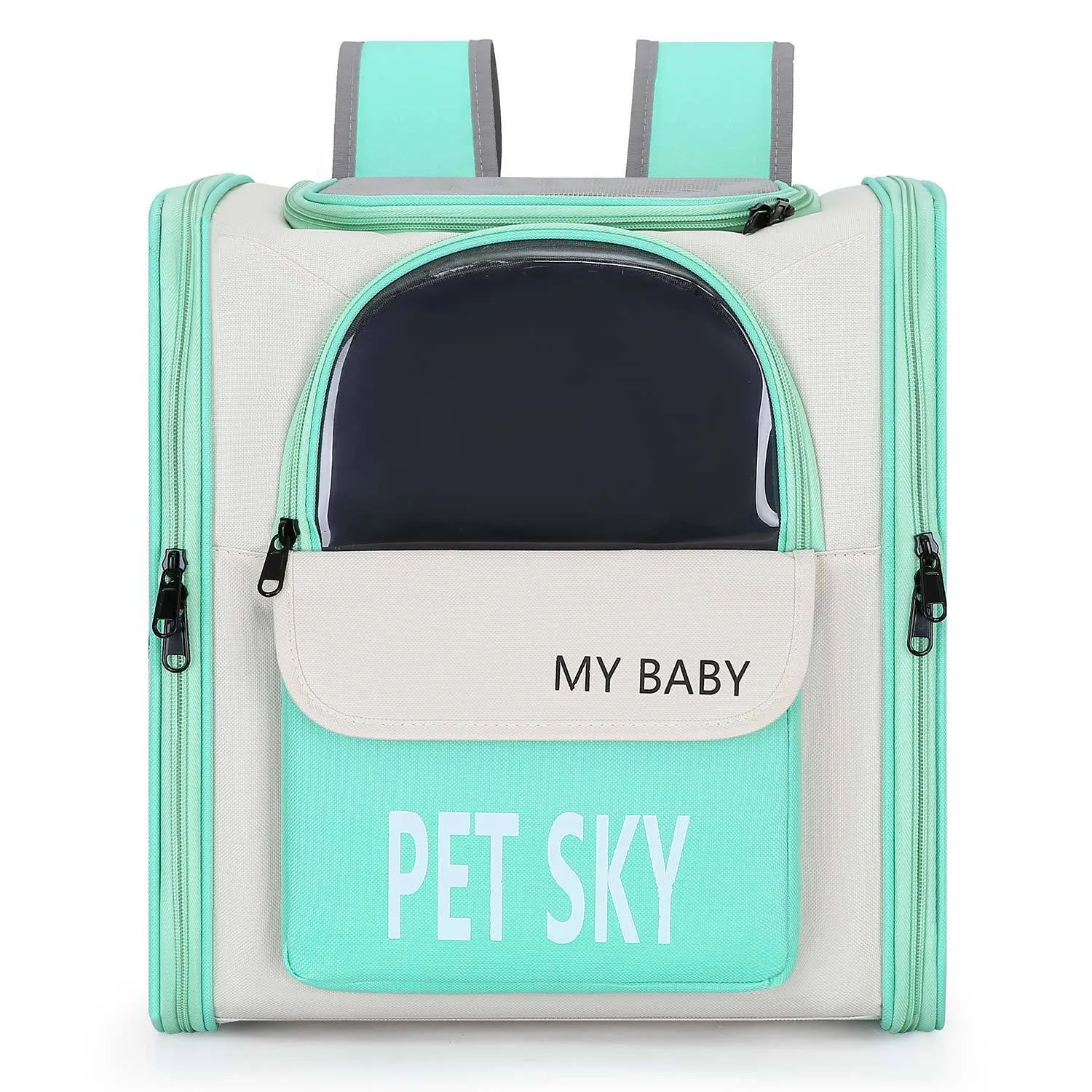 Outdoor portable pet carrier backpack in Oxford cloth with breathable design, black colour option