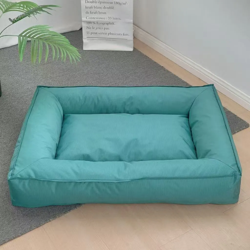 Orthopedic dog bed with full surround support in waterproof Oxford cloth, size XL, colour blue