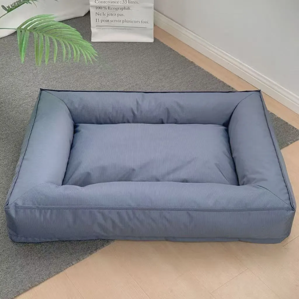 Orthopedic dog bed with full surround support in waterproof Oxford cloth, size XL, colour blue