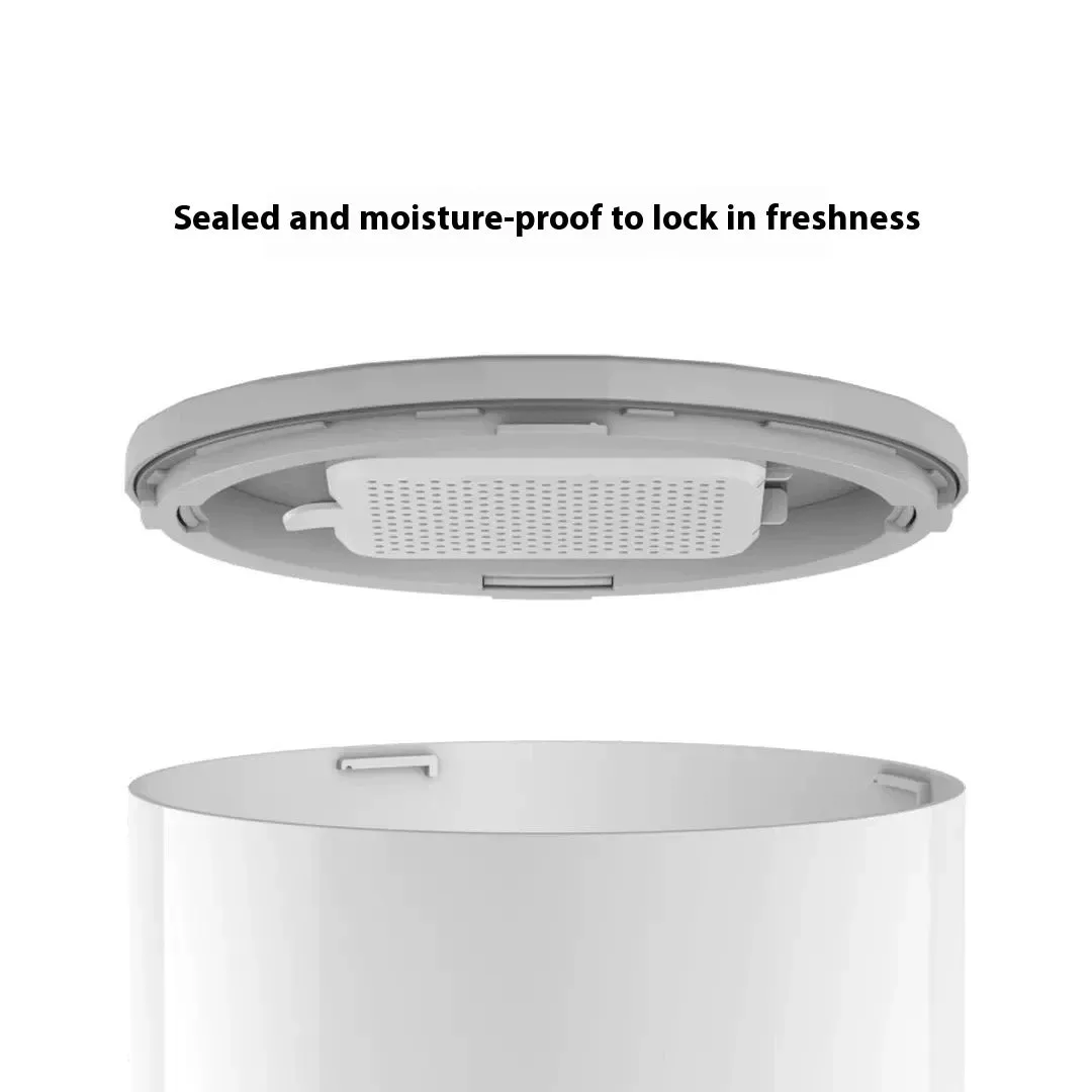 White mini automatic pet feeder with stainless steel basin for cats and dogs timing control