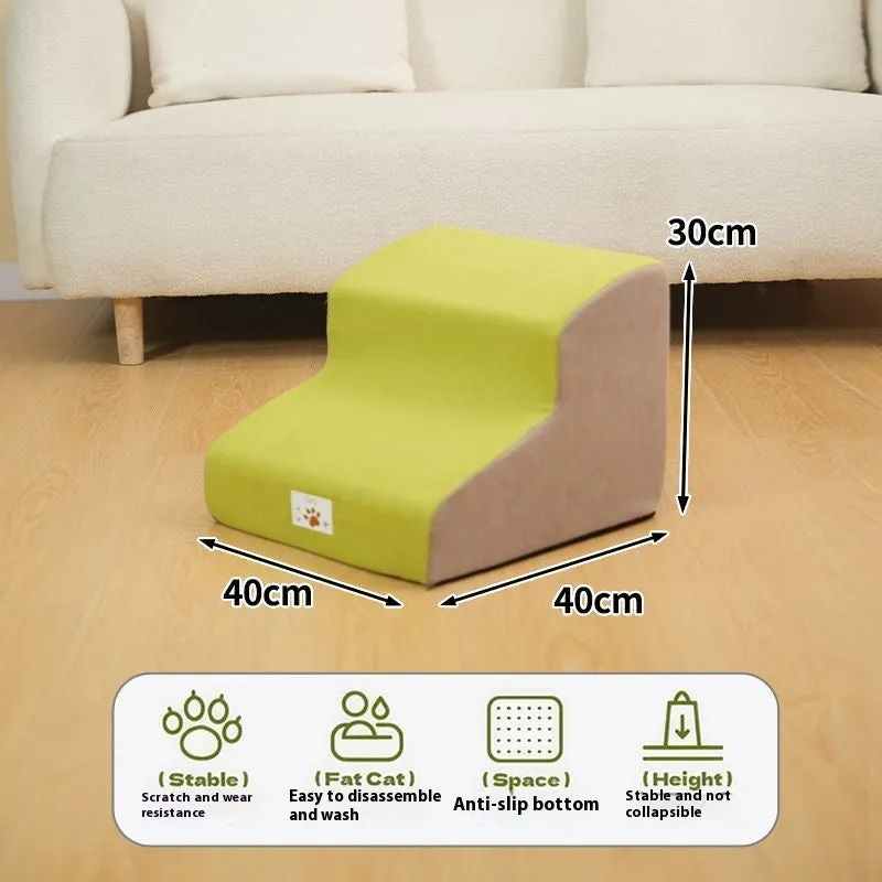Two-layer khaki pet bed stairs slope for small dogs with wooden frame