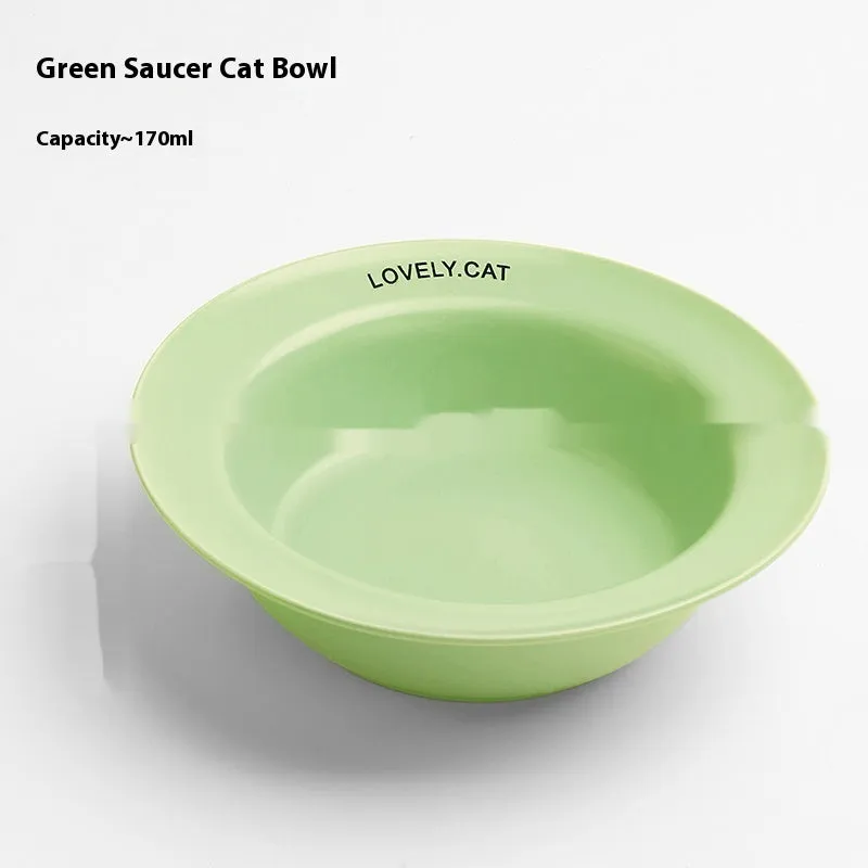 Ceramic raised cat bowl on square rack in beige and white colour combination