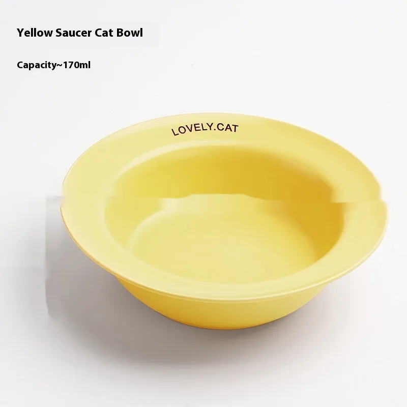 Ceramic raised cat bowl on square rack in beige and white colour combination