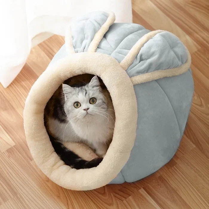 Cat house villa enclosed cat bed with litter tray in grey, suitable for pets up to 25 kg