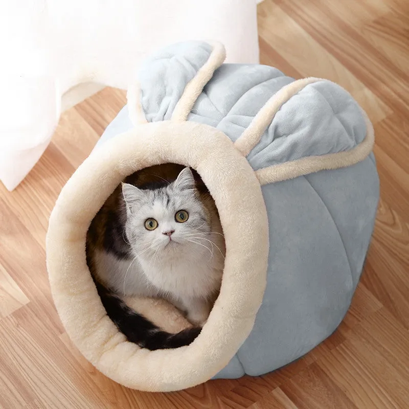 Cat house villa enclosed cat bed with litter tray in grey, suitable for pets up to 25 kg