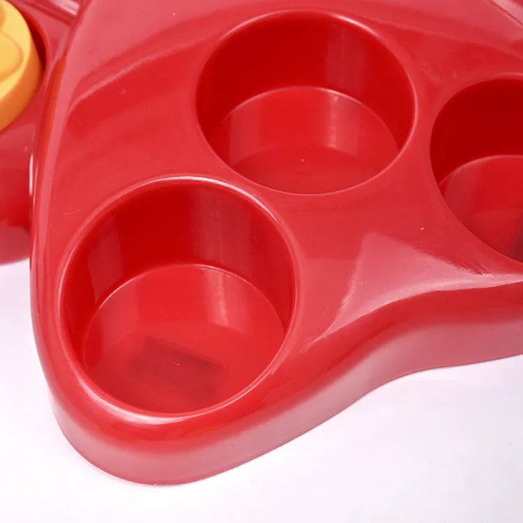 Red natural rubber pet puzzle feeder toy for cats and dogs measuring 25x25 cm