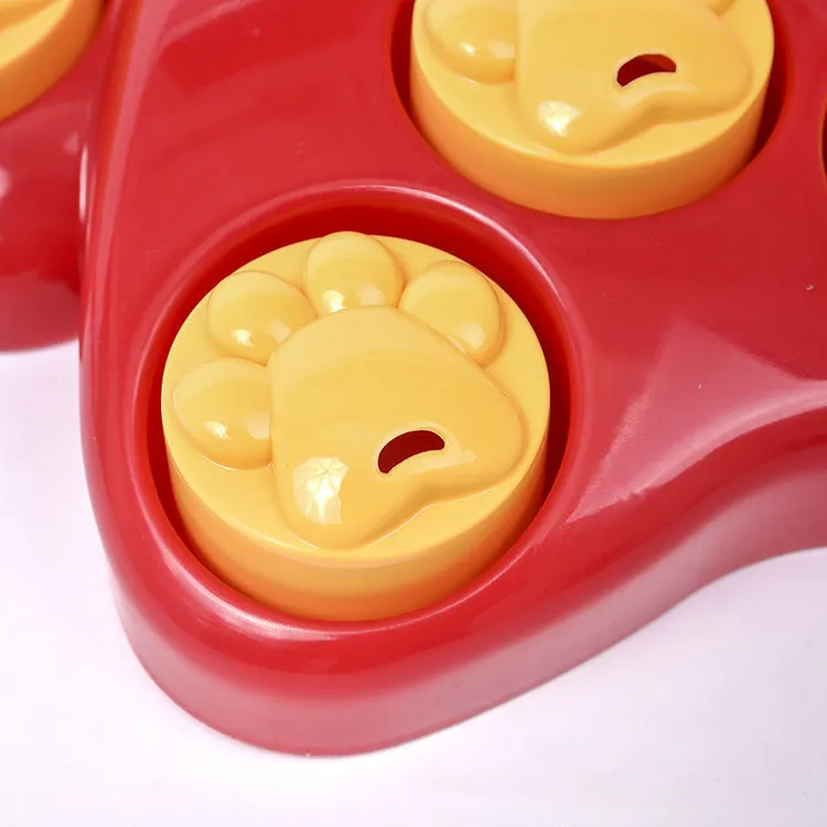 Red natural rubber pet puzzle feeder toy for cats and dogs measuring 25x25 cm