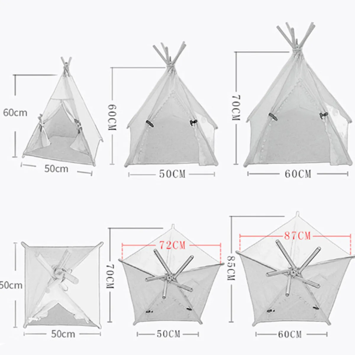White and yellow striped pet teepee tent with cushion for small dogs or cats