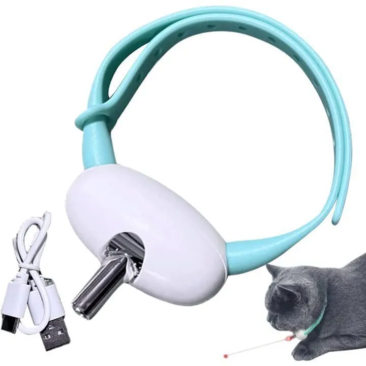 Smart USB charging laser cat collar in monochrome graphic colour made of PC and TPC materials