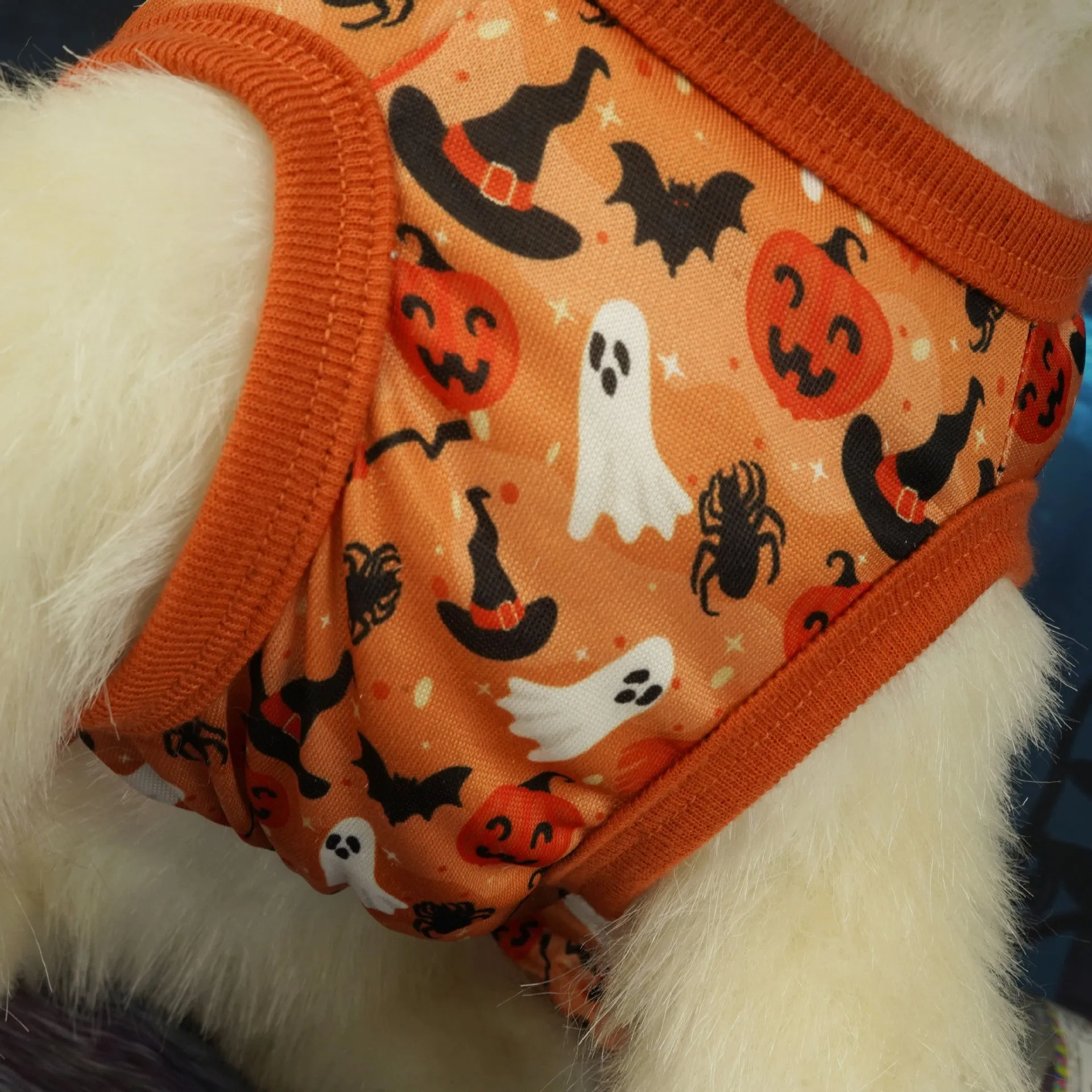Orange polyester pet Halloween dress for dogs and cats in size M