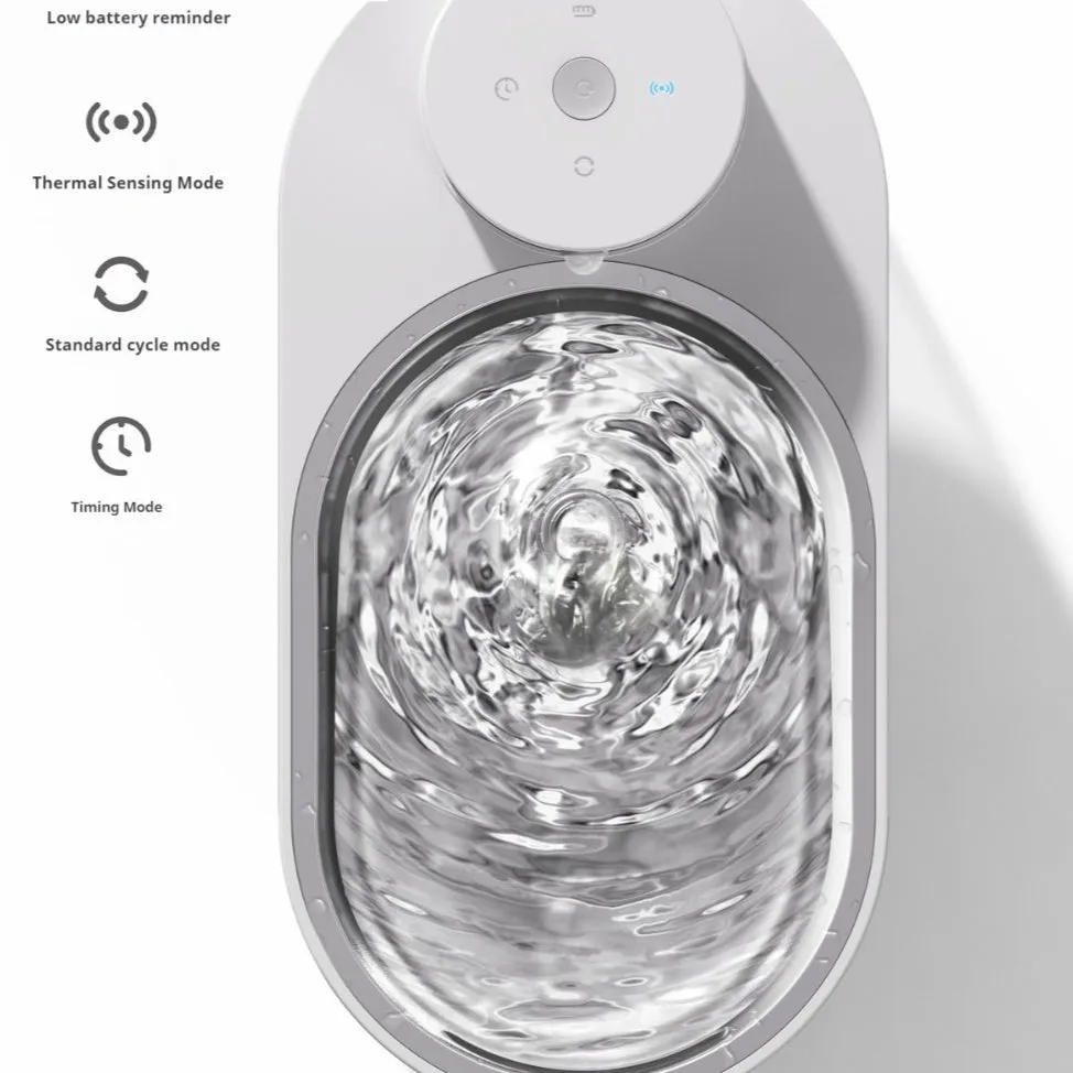 Black stainless steel pet water dispenser with built-in rechargeable battery and water tray