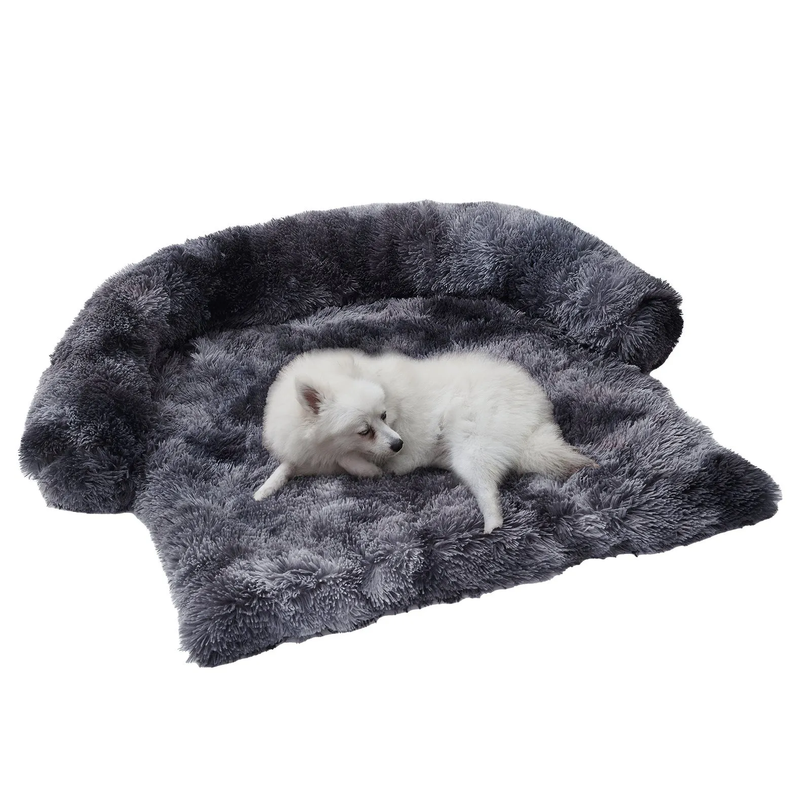 Cloth pet sofa blanket nest mat in dark gray with tie dye pattern, removable and washable, for dogs