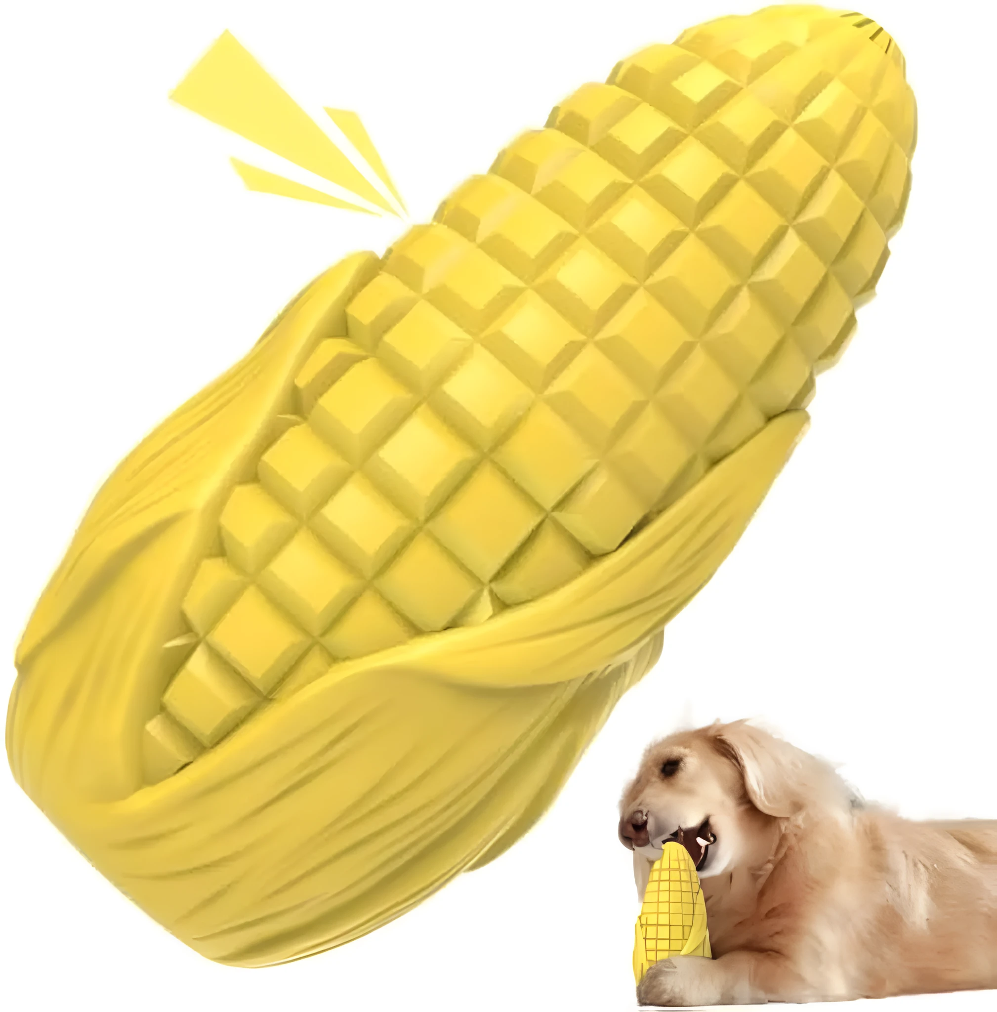 Blue corn stick dog chew toy with squeaky feature for large breed aggressive chewers