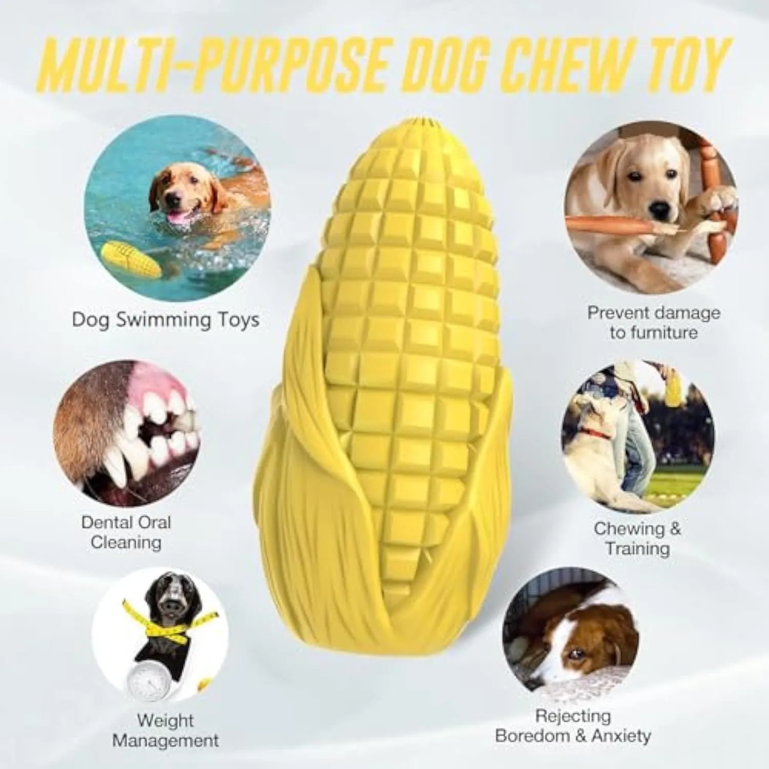 Blue corn stick dog chew toy with squeaky feature for large breed aggressive chewers