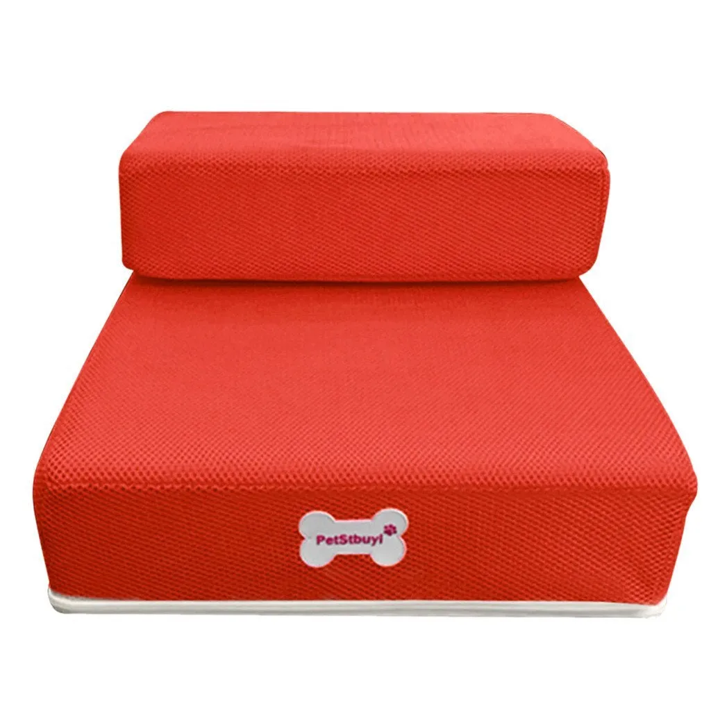 Black sponge foam pet stairs 67cm long for small dogs and cats on a light floor