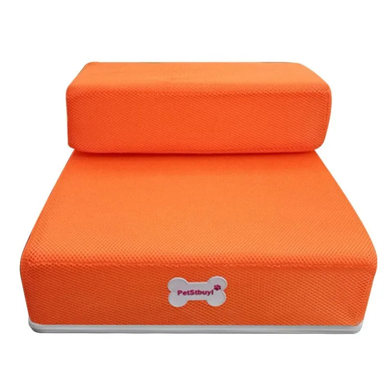 Black sponge foam pet stairs 67cm long for small dogs and cats on a light floor