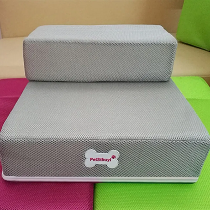 Black sponge foam pet stairs 67cm long for small dogs and cats on a light floor