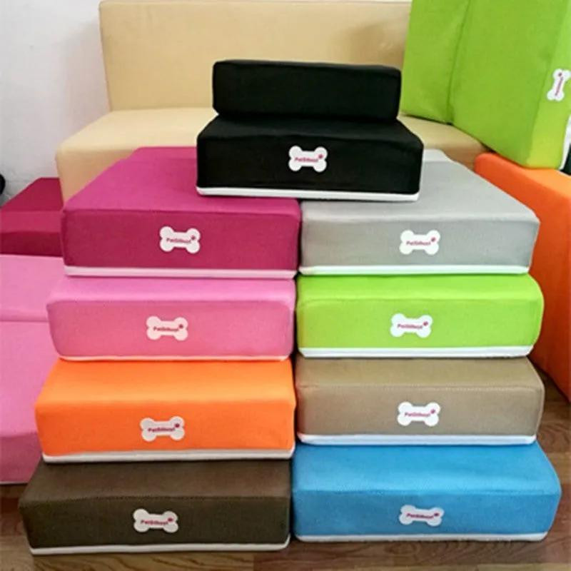Black sponge foam pet stairs 67cm long for small dogs and cats on a light floor