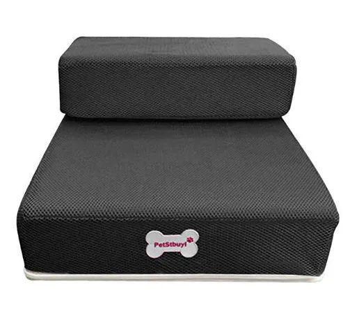 Black sponge foam pet stairs 67cm long for small dogs and cats on a light floor