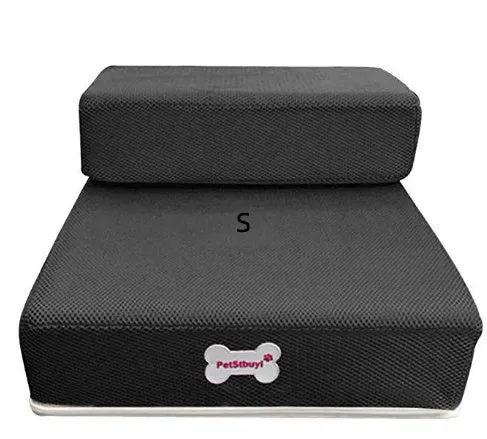 Black sponge foam pet stairs 67cm long for small dogs and cats on a light floor