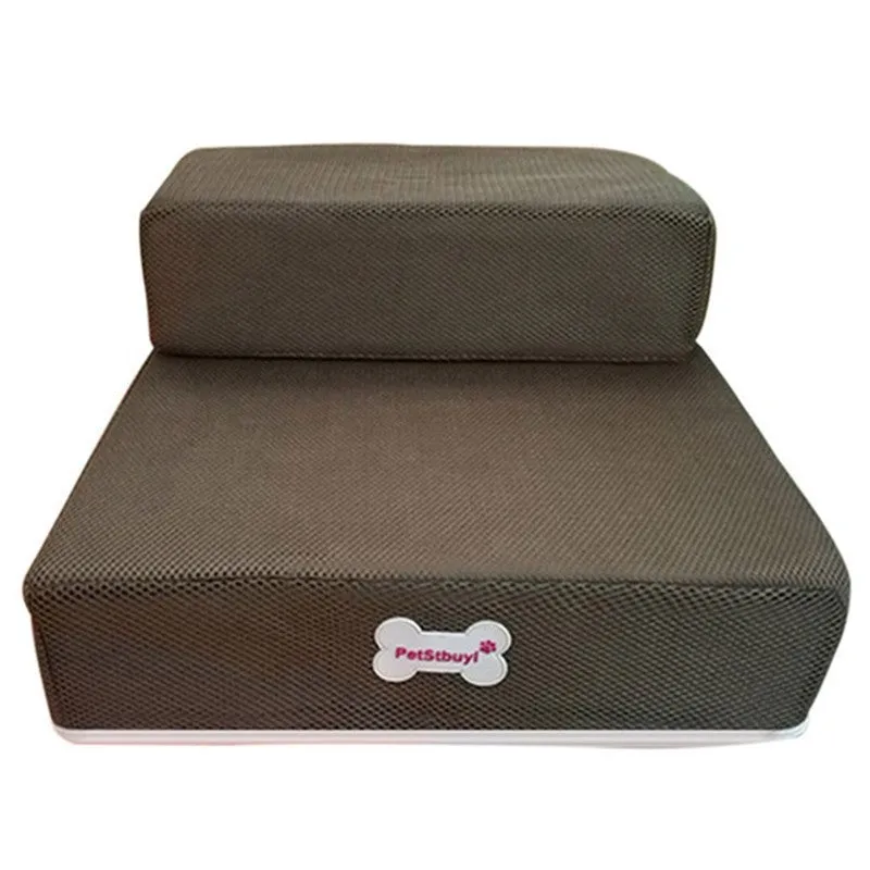 Black sponge foam pet stairs 67cm long for small dogs and cats on a light floor