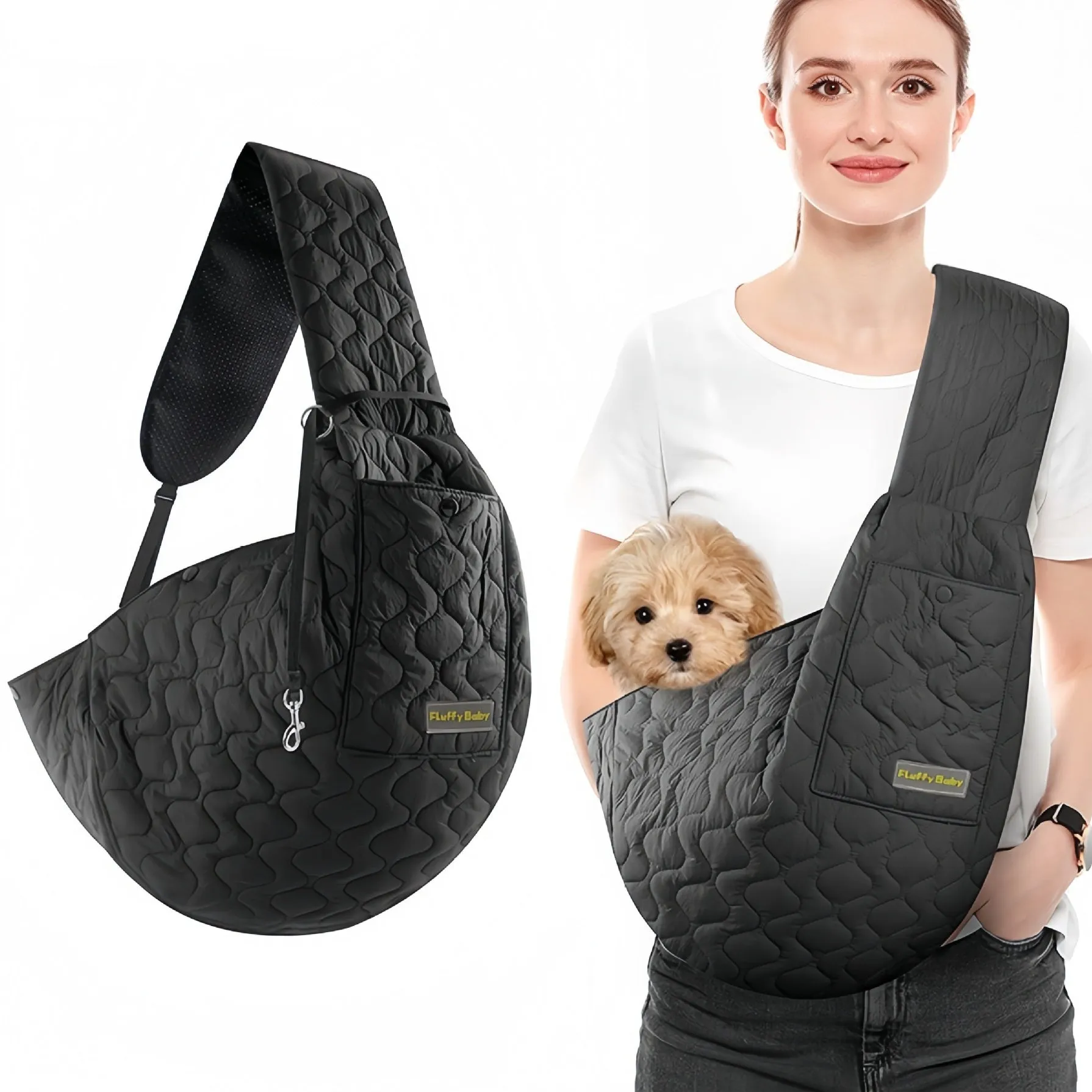 Pet Shiralee outing cat messenger bag in nylon solid colour hands-free pet carrier