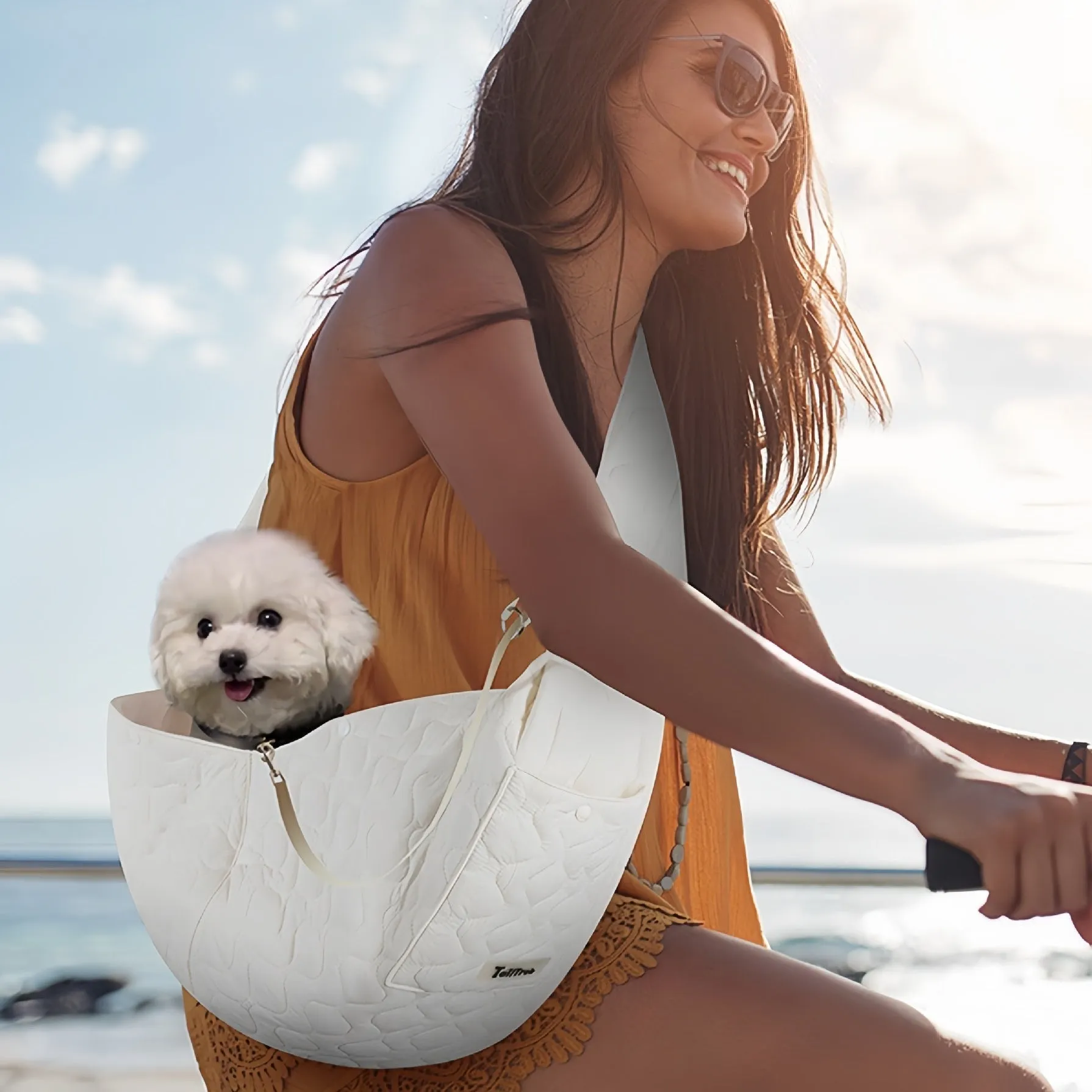 Pet Shiralee outing cat messenger bag in nylon solid colour hands-free pet carrier