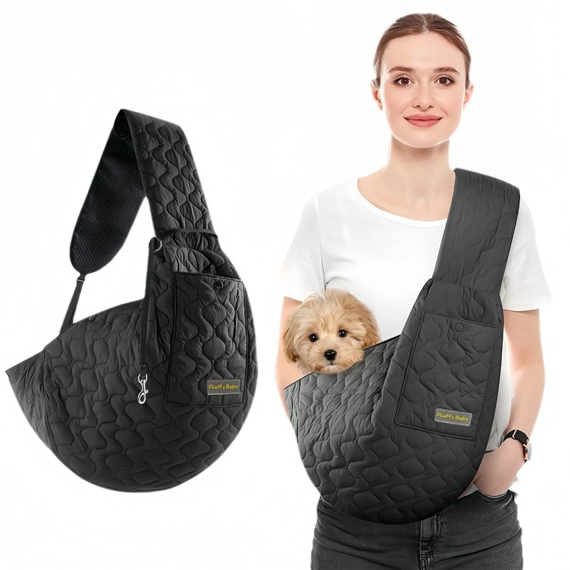 Pet Shiralee outing cat messenger bag in nylon solid colour hands-free pet carrier