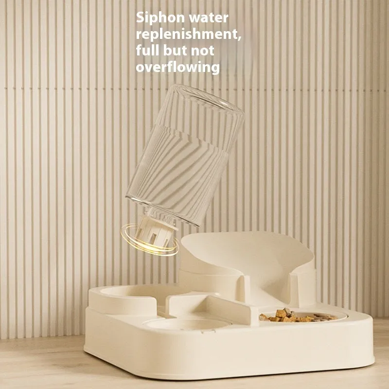 White plastic cat feeder with 4000ml capacity on a floor
