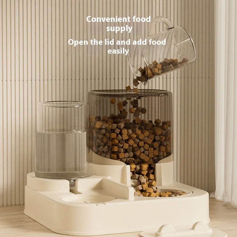 White plastic cat feeder with 4000ml capacity on a floor