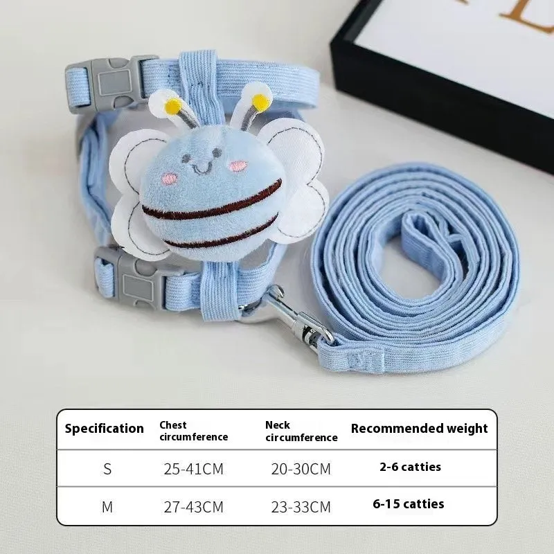 Pet hand holding rope set with chest strap, four colour options, sizes XS to M