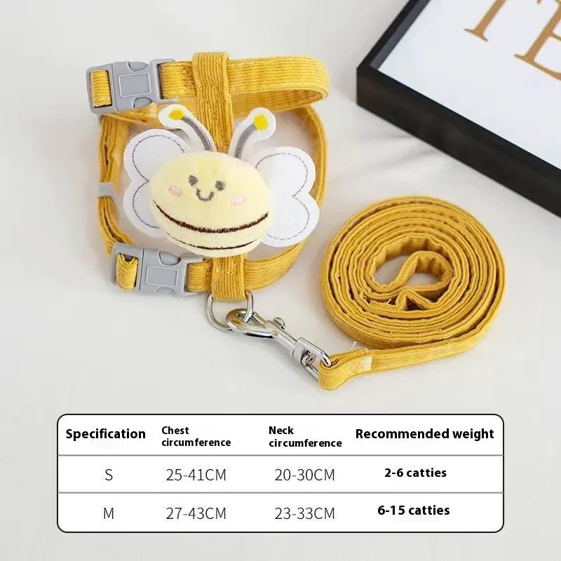 Pet hand holding rope set with chest strap, four colour options, sizes XS to M