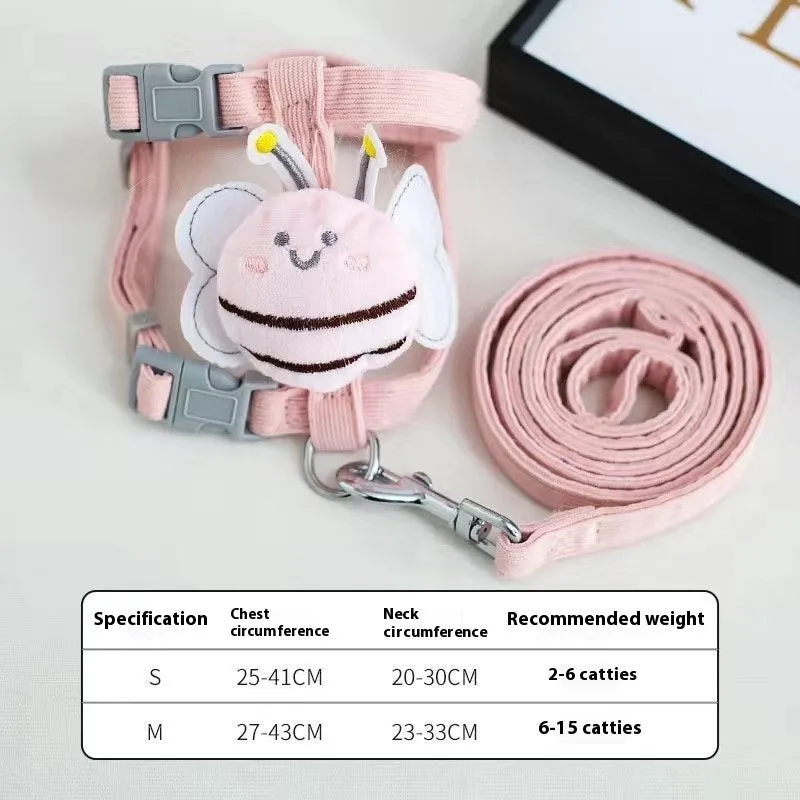 Pet hand holding rope set with chest strap, four colour options, sizes XS to M