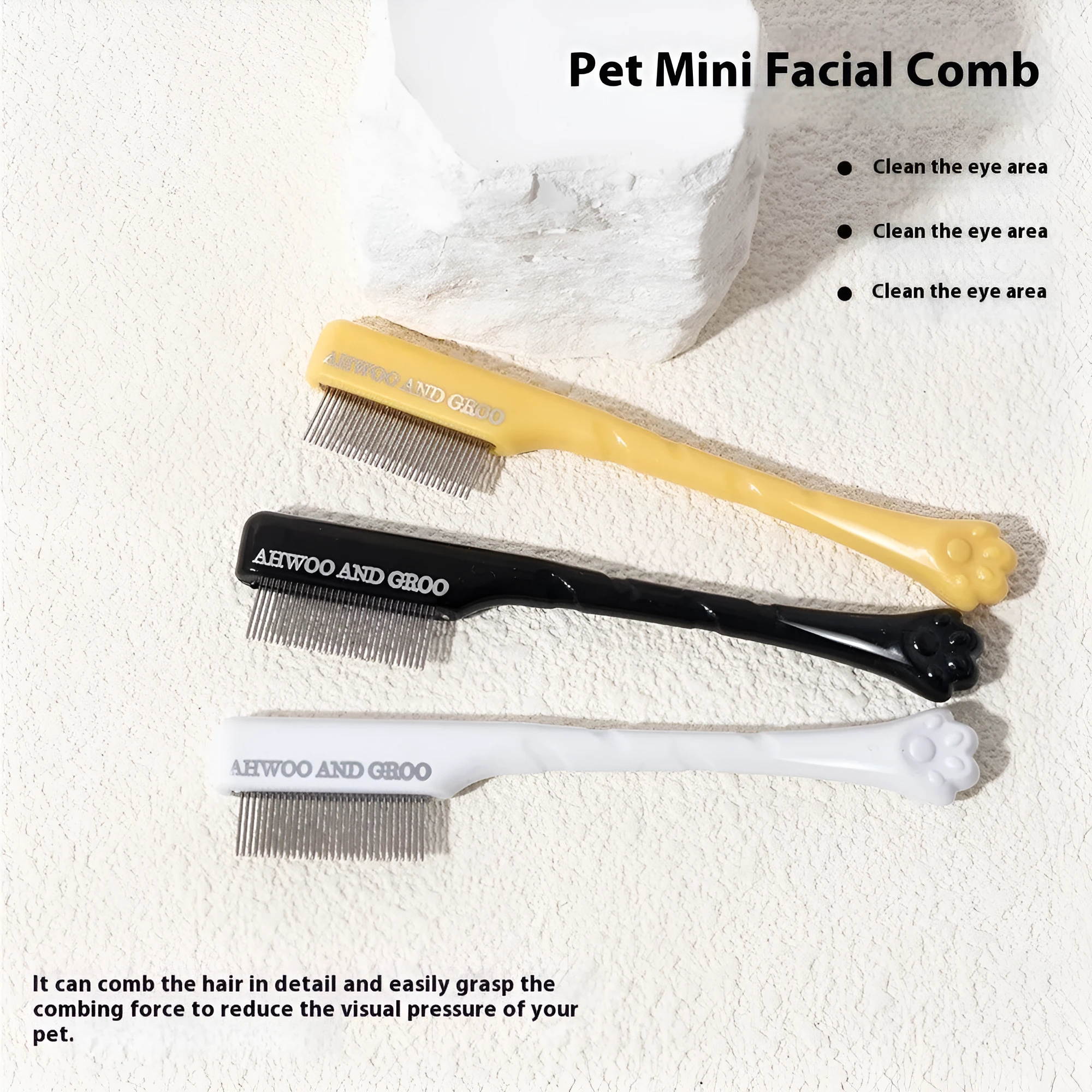ABS pet grooming comb and scissors set for dogs, available in black, yellow, white, and green colours