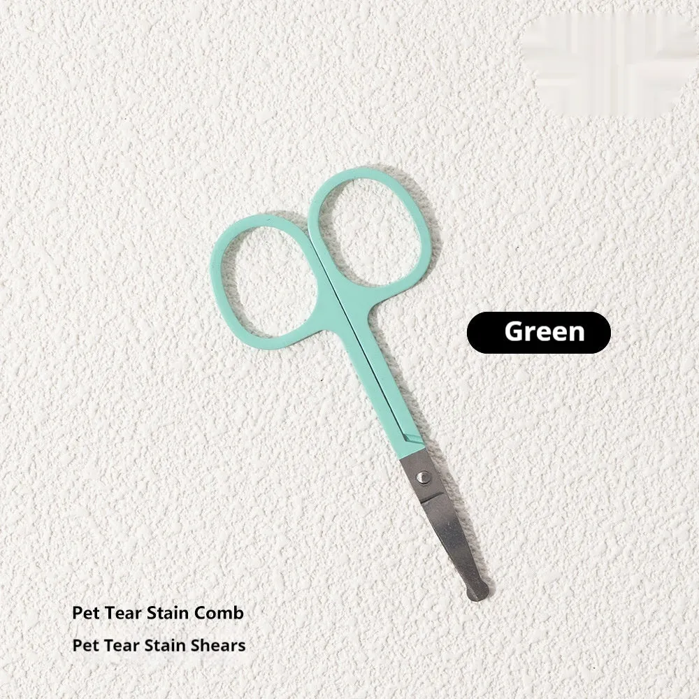 ABS pet grooming comb and scissors set for dogs, available in black, yellow, white, and green colours