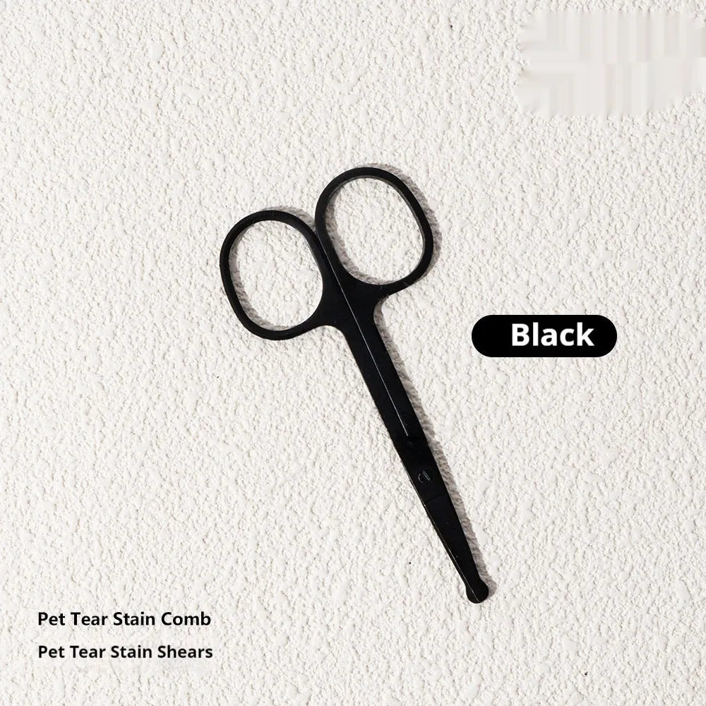 ABS pet grooming comb and scissors set for dogs, available in black, yellow, white, and green colours