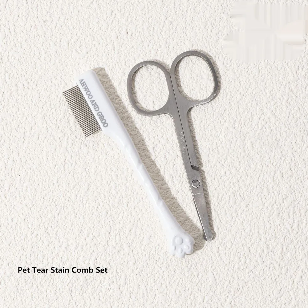 ABS pet grooming comb and scissors set for dogs, available in black, yellow, white, and green colours