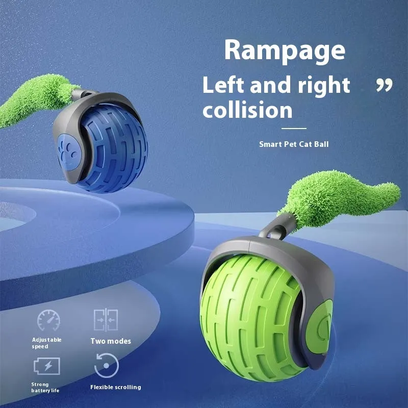 Smart interactive cat toy ball auto electric rolling ball with USB recharge in sapphire blue colour