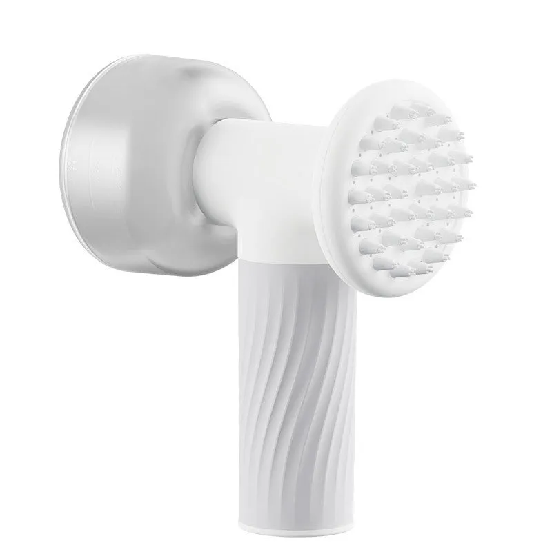 Automatic foaming dog cat bath brush with soap dispenser and silicone bristles, handheld and wireless, for pet grooming