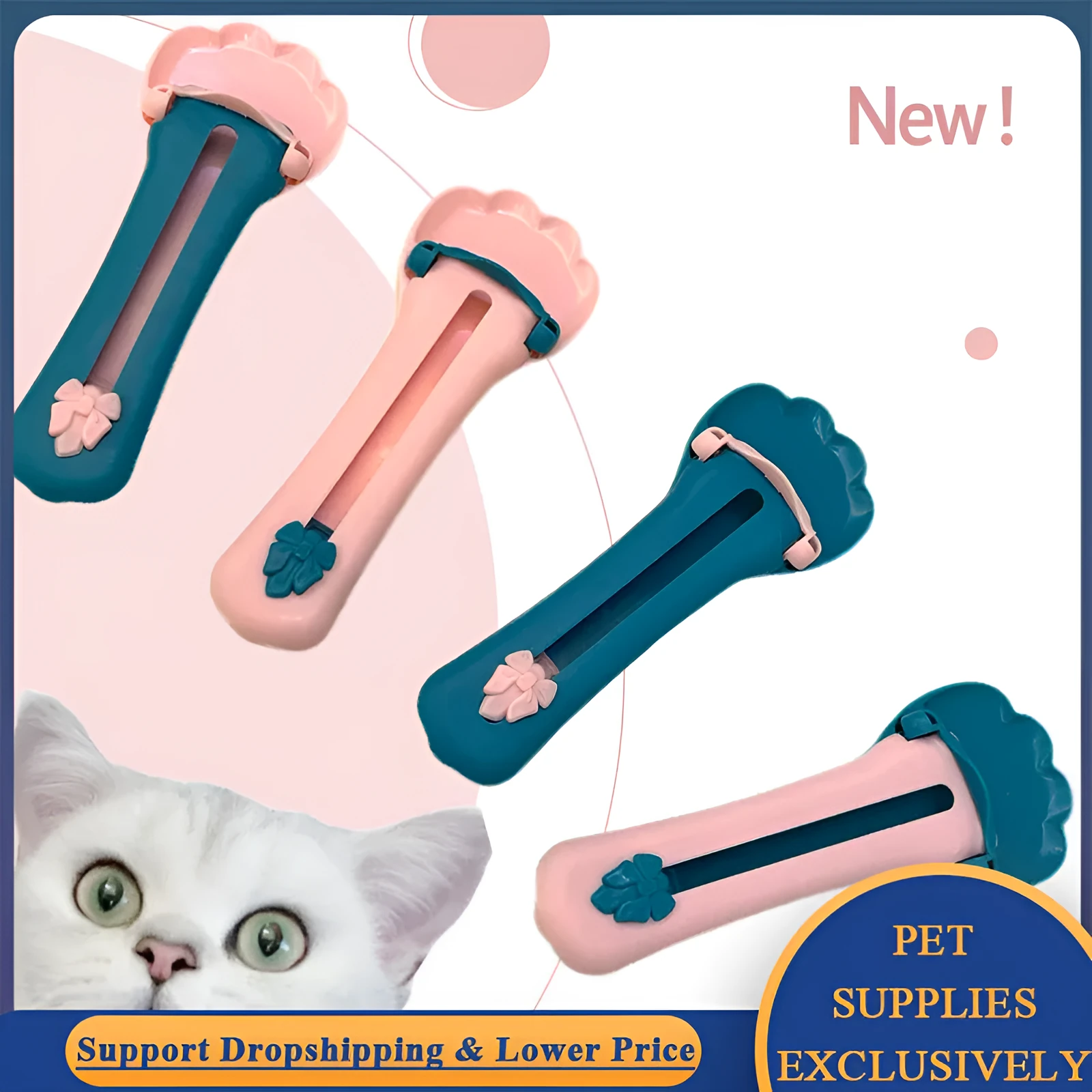 Green and pink pet food dispenser spoon with silicone squeezer tube for liquid cereal feeding