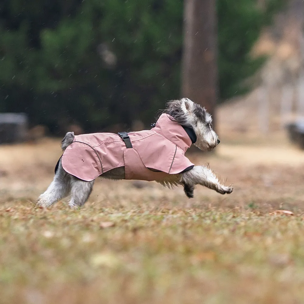 Waterproof polyester dog poncho in British style for small to medium dogs, available in multiple colours