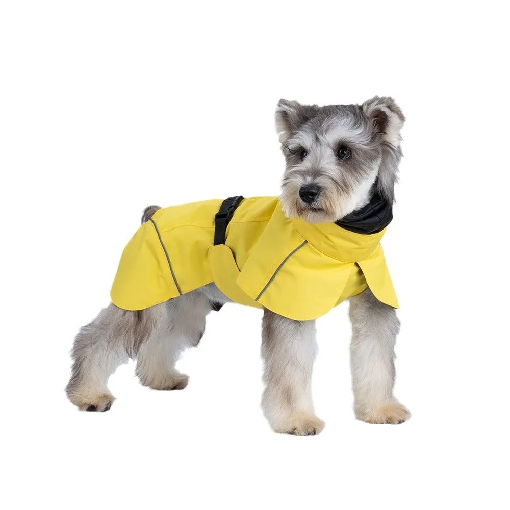 Waterproof polyester dog poncho in British style for small to medium dogs, available in multiple colours