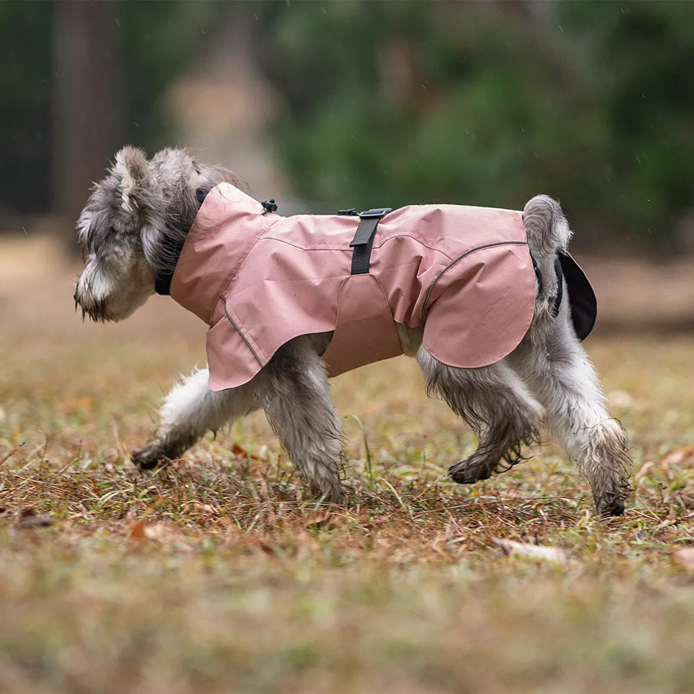 Waterproof polyester dog poncho in British style for small to medium dogs, available in multiple colours