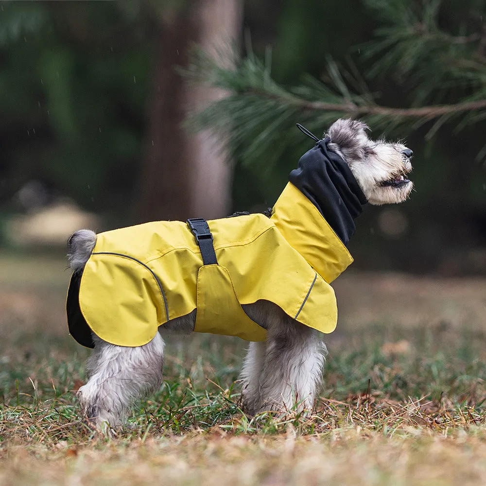 Waterproof polyester dog poncho in British style for small to medium dogs, available in multiple colours